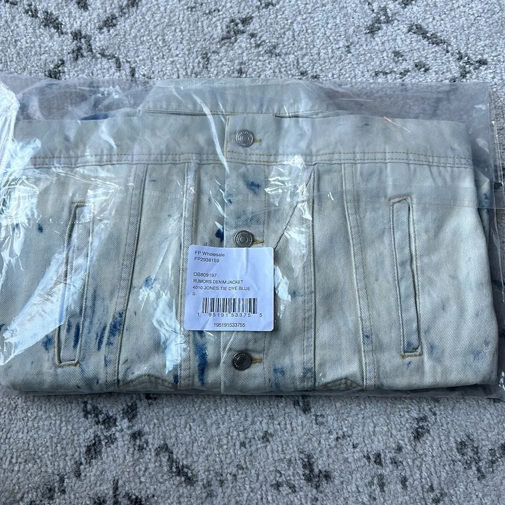 NWT! Free People Rumors Denim Jacket - Jones Tie Dye Blue - Size Small - Picture 7 of 7